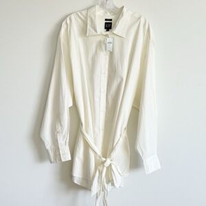 Gap The Big Shirt White Women Organic Cotton Minimalist Lagenlook Career‎ NWT
